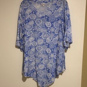 Blue and White Mandala Swim Coverup